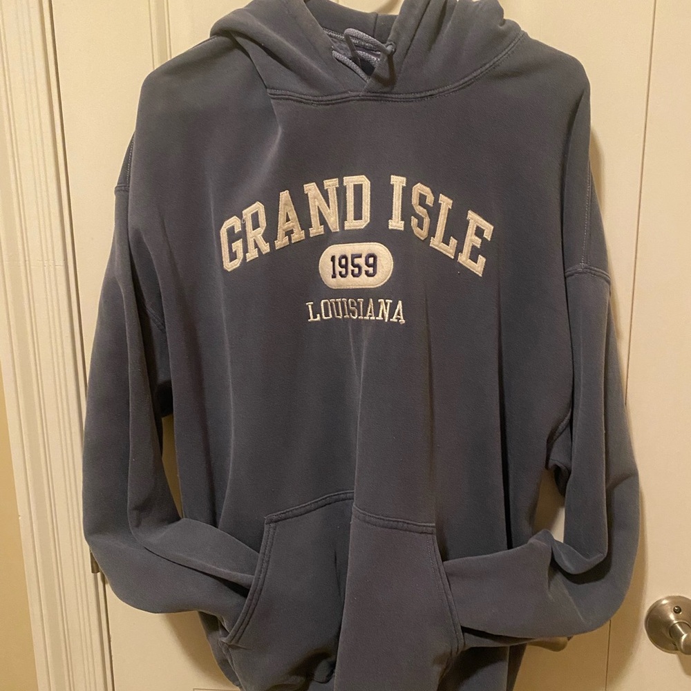 Gildan Hooded Sweatshirt in Smokey blue-Size XL